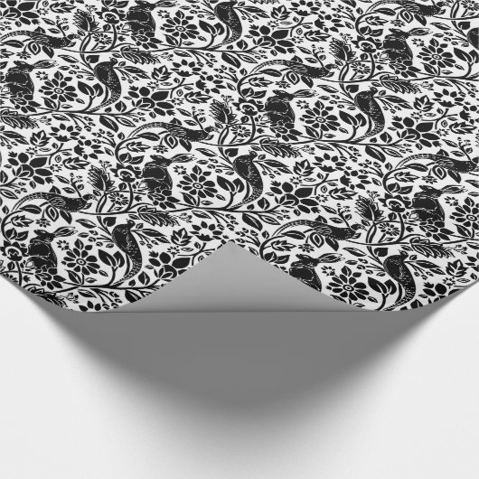 Pheasant en hare Patroon, wit en zwart Cadeaupapier (Hoek)