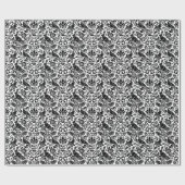 Pheasant en hare Patroon, wit en zwart Cadeaupapier (Vlak)