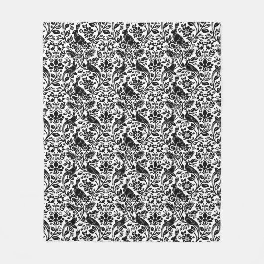 Pheasant en hare Patroon, wit en zwart Fleece Deken (Voorkant)