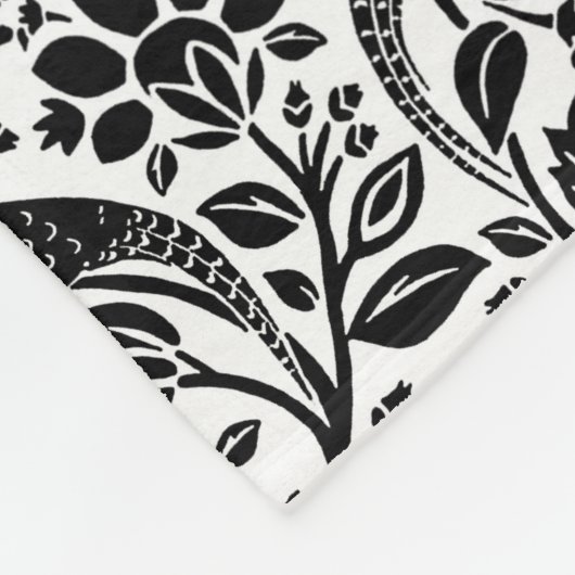 Pheasant en hare Patroon, wit en zwart Fleece Deken (Hoek)