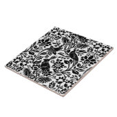 Pheasant en hare Patroon, wit en zwart Tegeltje (Zijkant)