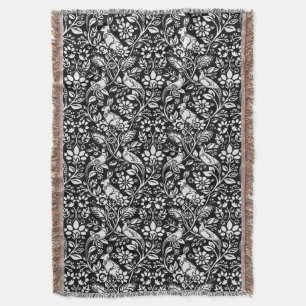 Pheasant en hare Patroon, zwart en wit Deken