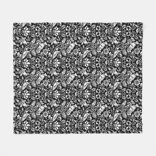 Pheasant en hare Patroon, zwart en wit Fleece Deken (Voorkant (Horizontaal))