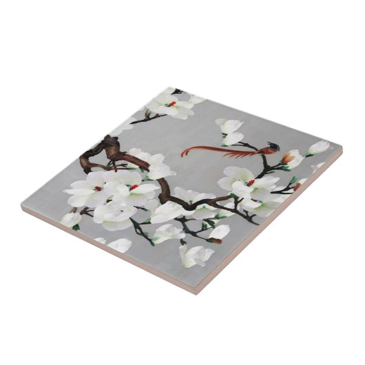 Pheasant en perenbloesems tegeltje (Zijkant)