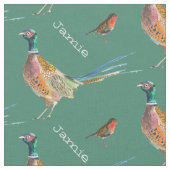 Pheasant en Robin Bird Pattern gepersonaliseerd Stof (Close Up)