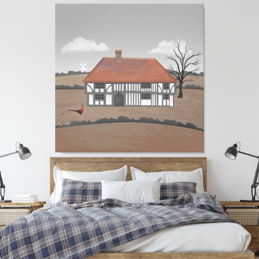 Pheasant Farmhouse Canvas Afdruk (Insitu (Slaapkamer))