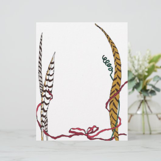 Pheasant Feathers Natuur Letterhead (Staand voorkant)