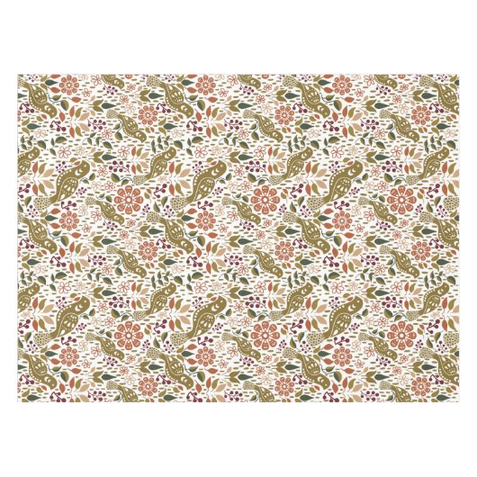 Pheasant Folk Art tafelkleed | rustieke herfstoogs (Voorkant (Horizontaal))