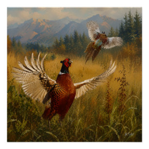 Pheasant Forever – Wildlife Kunst voor de Jacht op Perfect Poster