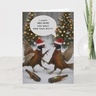 Pheasant funny Christmas card Kaart