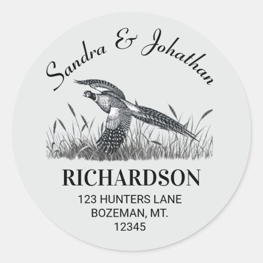 Pheasant gepersonaliseerd retouradres ronde Sticke Sticker (Voorkant)