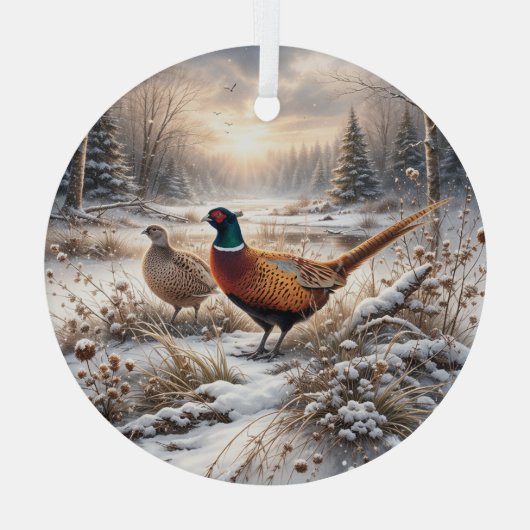 Pheasant  glas ornament (Achterkant)