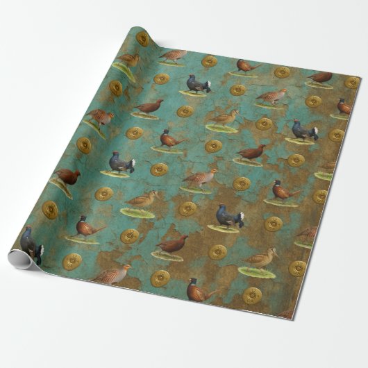 Pheasant, Grouse, Partridge,Christmas Gift wrap Cadeaupapier (Uitgerold)