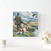 Pheasant Hunter met Dog Wildlife Wall Clock Vierkante Klok (Huis)