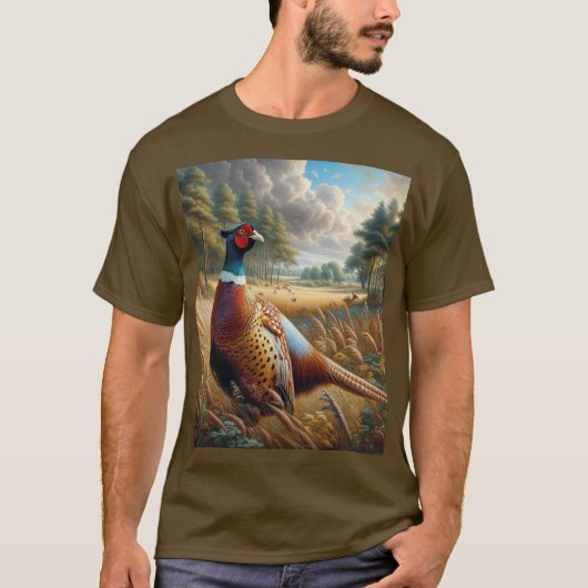 Pheasant Hunting Mannen Bruin T-shirt (Voorkant)