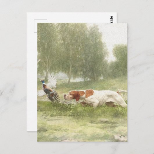 Pheasant Hunting met Pointer Briefkaart (Voorkant / Achterkant)
