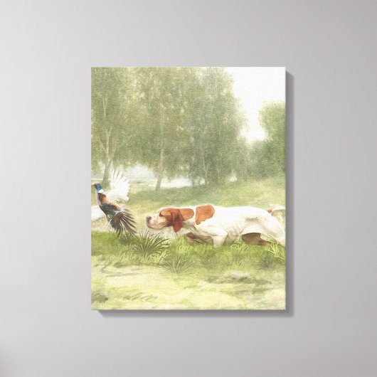 Pheasant Hunting met Pointer Canvas Afdruk (Voorkant)