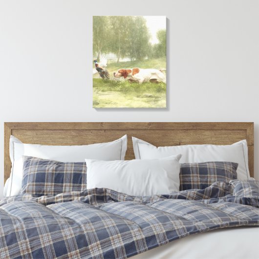 Pheasant Hunting met Pointer Canvas Afdruk (Insitu (Slaapkamer))
