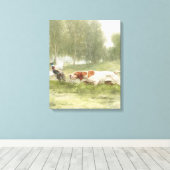 Pheasant Hunting met Pointer Canvas Afdruk (Insitu (Houten vloer))