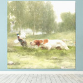 Pheasant Hunting met Pointer Canvas Afdruk (Insitu (Houten vloer))