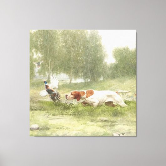 Pheasant Hunting met Pointer Canvas Afdruk (Voorkant)