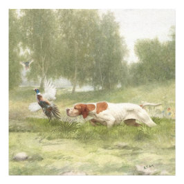 Pheasant Hunting met Pointer Foto Afdruk