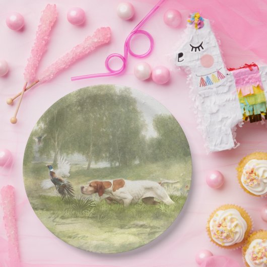 Pheasant Hunting met Pointer Papieren Bordje (Feest)