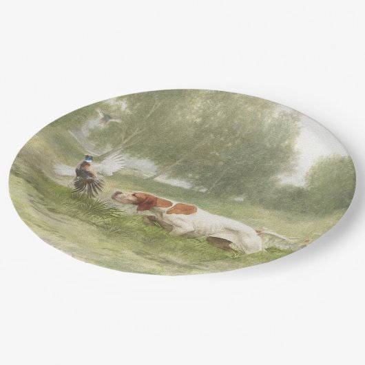 Pheasant Hunting met Pointer Papieren Bordje (Gekanteld)