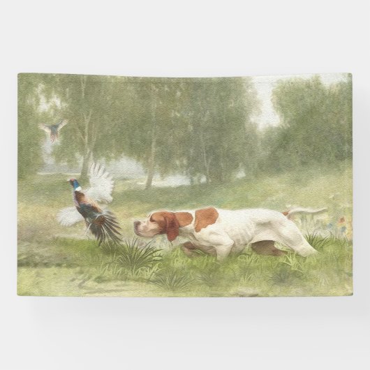 Pheasant Hunting met Pointer Spandoek (Horizontaal)