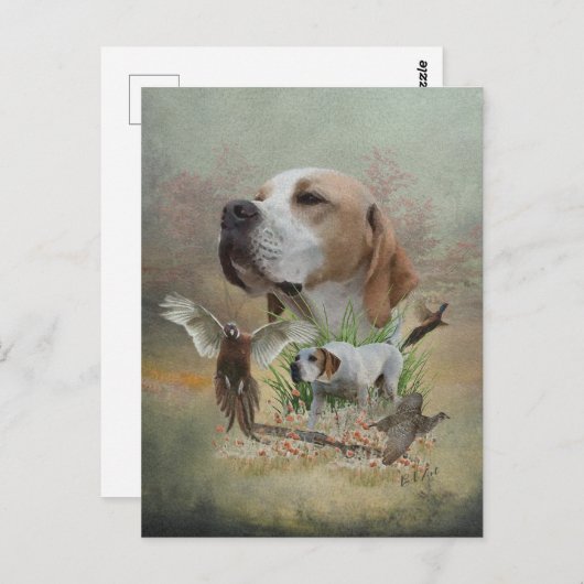 Pheasant Hunting met pointers, kunst Briefkaart (Voorkant / Achterkant)