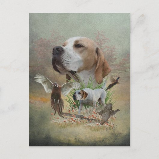 Pheasant Hunting met pointers, kunst Briefkaart (Voorkant)