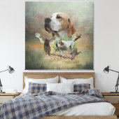 Pheasant Hunting met pointers, kunst Canvas Afdruk (Insitu (Slaapkamer))