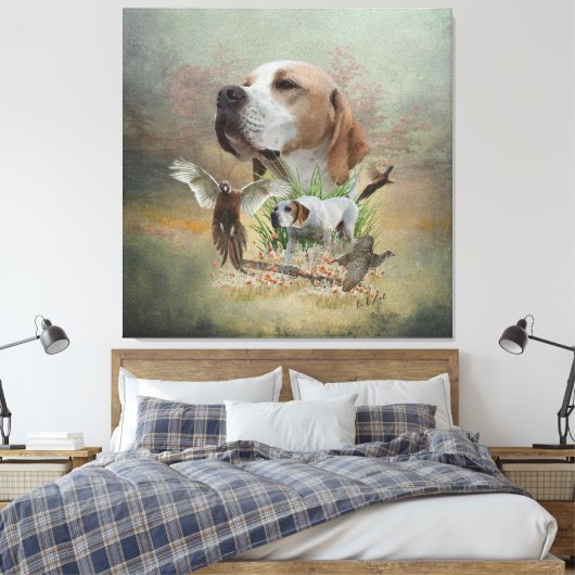 Pheasant Hunting met pointers, kunst Canvas Afdruk (Insitu (Slaapkamer))