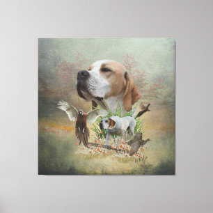 Pheasant Hunting met pointers, kunst Canvas Afdruk