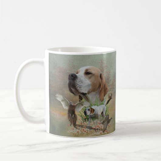 Pheasant Hunting met pointers, kunst Koffiemok (Links)