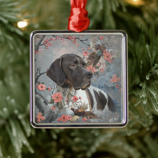 Pheasant Hunting met pointers, kunst Metalen Ornament (Boom)