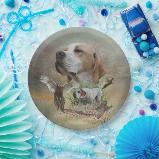 Pheasant Hunting met pointers, kunst Papieren Bordje (Feest)