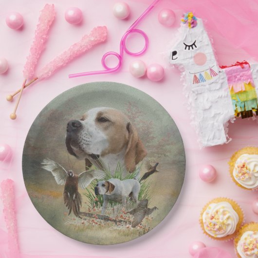 Pheasant Hunting met pointers, kunst Papieren Bordje (Feest)