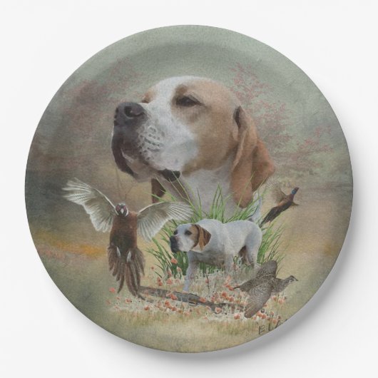 Pheasant Hunting met pointers, kunst Papieren Bordje (Voorkant)