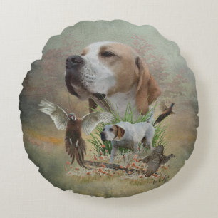 Pheasant Hunting met pointers, kunst Rond Kussen