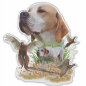 Pheasant Hunting met pointers, kunst Sticker (Voorkant)