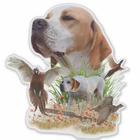 Pheasant Hunting met pointers, kunst Sticker (Voorkant)