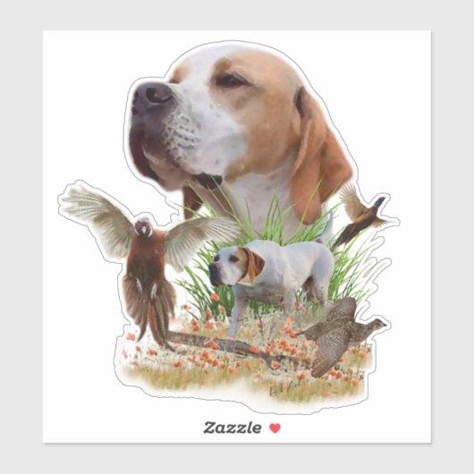 Pheasant Hunting met pointers, kunst Sticker (Vel)