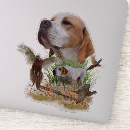Pheasant Hunting met pointers, kunst Sticker (Detail)
