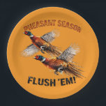 Pheasant Hunting  Papieren Bordje<br><div class="desc">This  artwork captures the thrilling moment of a pheasant flush in the autumn field.  Pheasant burst into flight while a German Shorthaired Pointer stands alert in the background watching the bird. A perfect design for hunters,  bird dog lovers,  and fans of classic upland hunting scenes.</div>