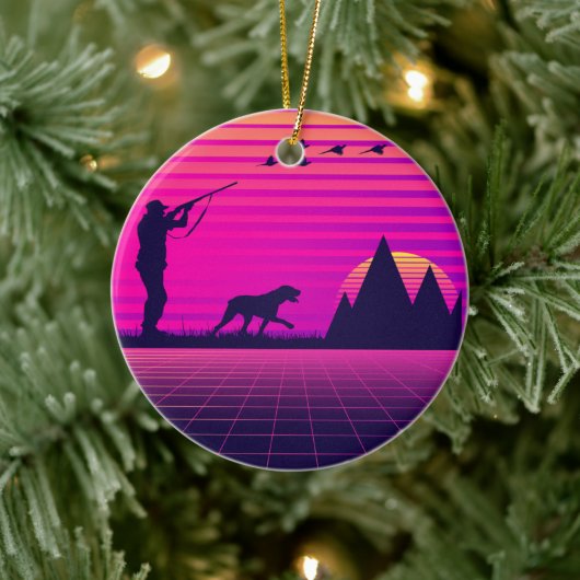 Pheasant Hunting Upland Bird Hunter Dog Vaporwave Keramisch Ornament (Boom)