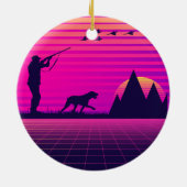 Pheasant Hunting Upland Bird Hunter Dog Vaporwave Keramisch Ornament (Achterkant)