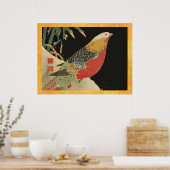 Pheasant in de  Japanse vogeljacht met sneeuw Poster (Keuken)