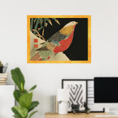Pheasant in de  Japanse vogeljacht met sneeuw Poster (Thuiskantoor)