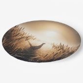 Pheasant in een herfsttarweveld papieren bordje (Gekanteld)